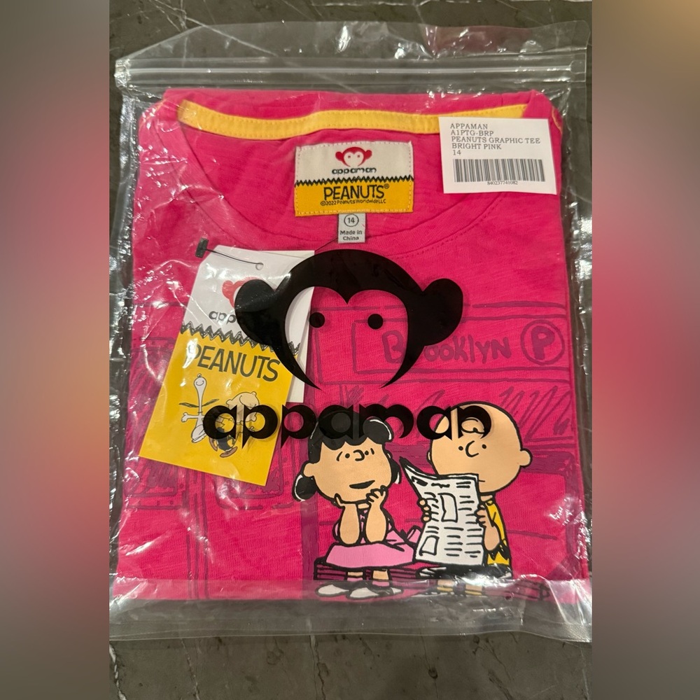 Appaman Peanuts collaboration Pink Peanuts Graphic Long sleeve Tee sz 14